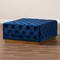 Baxton Studio Verene Blue Velvet Upholstered Gold Finished Square Cocktail Ottoman 163-10570 - alternate 7